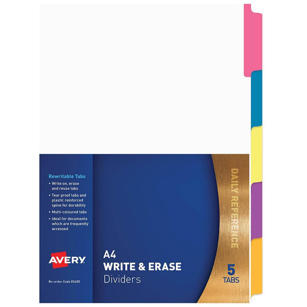 Avery 85600 Divider Manilla Reusable 5 Tab A4 White 85600 - SuperOffice