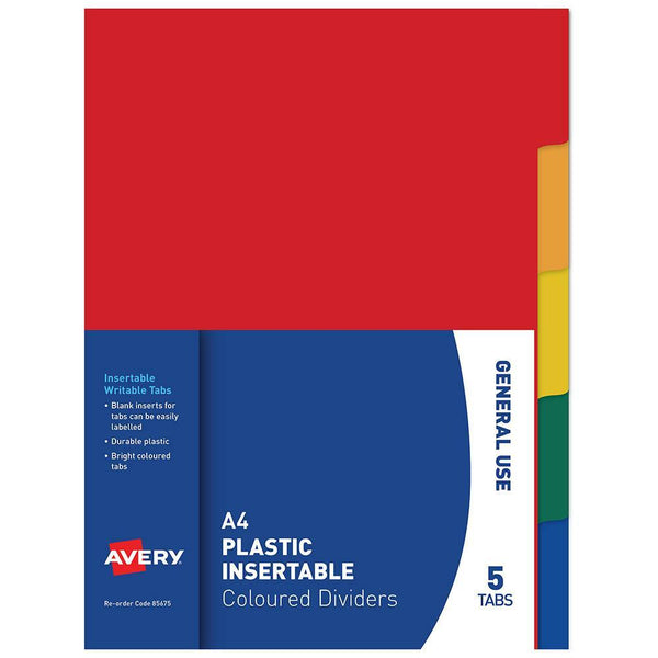 Avery 85675 Divider Insertable 5-Tab Multi Coloured 85675 - SuperOffice