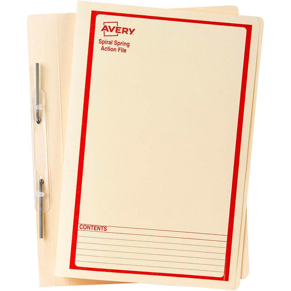 Avery 86514 Spiral Spring Action File Foolscap Red On Buff 86514 - SuperOffice