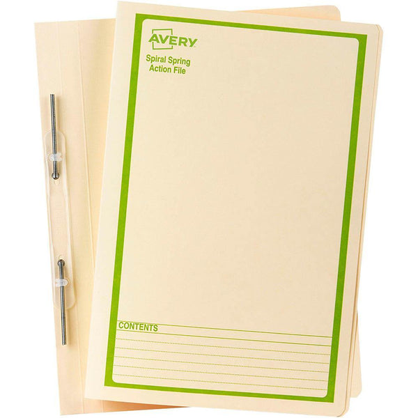 Avery 86534 Spiral Spring Action File Foolscap Green On Buff 86534 - SuperOffice