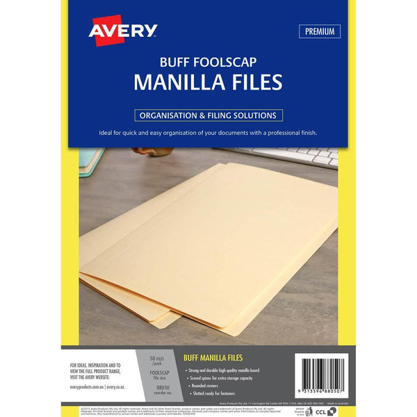 Avery 88050 Manilla Folder Foolscap Buff Pack 50 88050 - SuperOffice