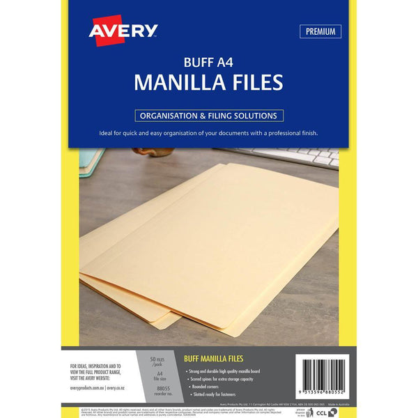 Avery 88055 Manilla Folder A4 Buff Pack 50 88055 - SuperOffice