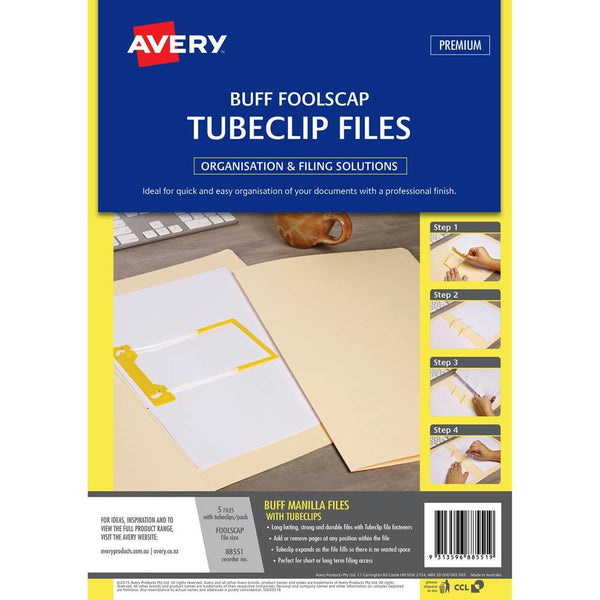 Avery 88551 Tubeclip File Foolscap Plain Buff Pack 5 88551 - SuperOffice