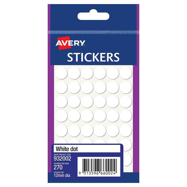 Avery 932002 Multi-Purpose Stickers Circle 12Mm White Pack 270 932002 - SuperOffice