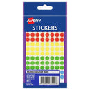 Avery 932291 Multi-Purpose Stickers Circle 8Mm Assorted Pack 416 932291 - SuperOffice