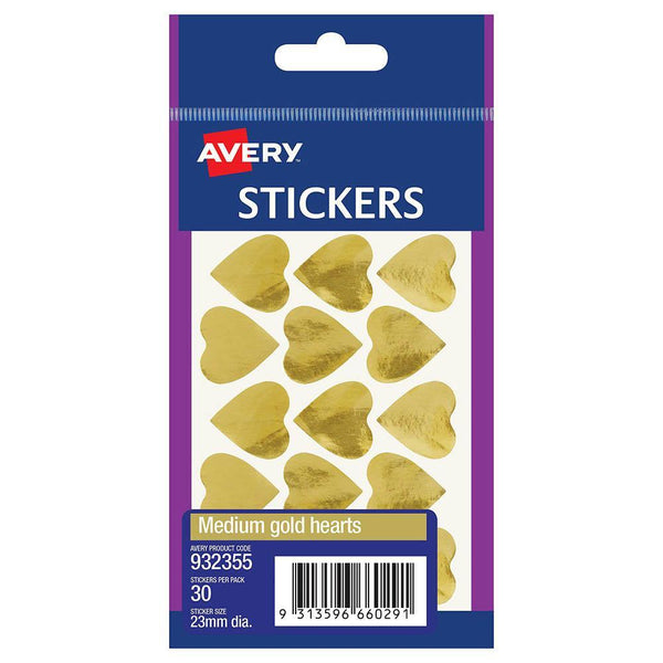 Avery 932355 Multi-Purpose Stickers Heart 23Mm Gold Pack 30 932355 - SuperOffice