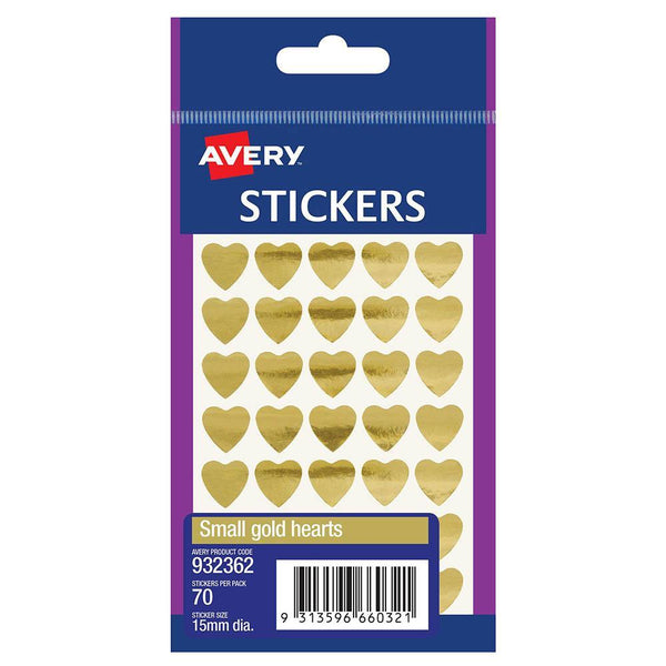 Avery 932362 Multi-Purpose Stickers Heart 15Mm Gold Pack 70 932362 - SuperOffice