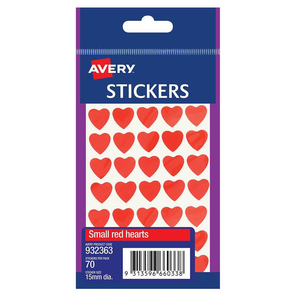 Avery 932363 Multi-Purpose Stickers Heart 15Mm Red Pack 70 932363 - SuperOffice