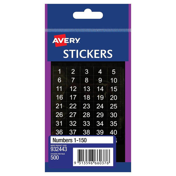 Avery 932443 Multi-Purpose Stickers 1-500 12 X 12Mm White On Black Pack 500 932443 - SuperOffice