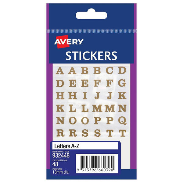 Avery 932448 Multi-Purpose Stickers A-Z 12 X 12Mm Gold Pack 48 932448 - SuperOffice