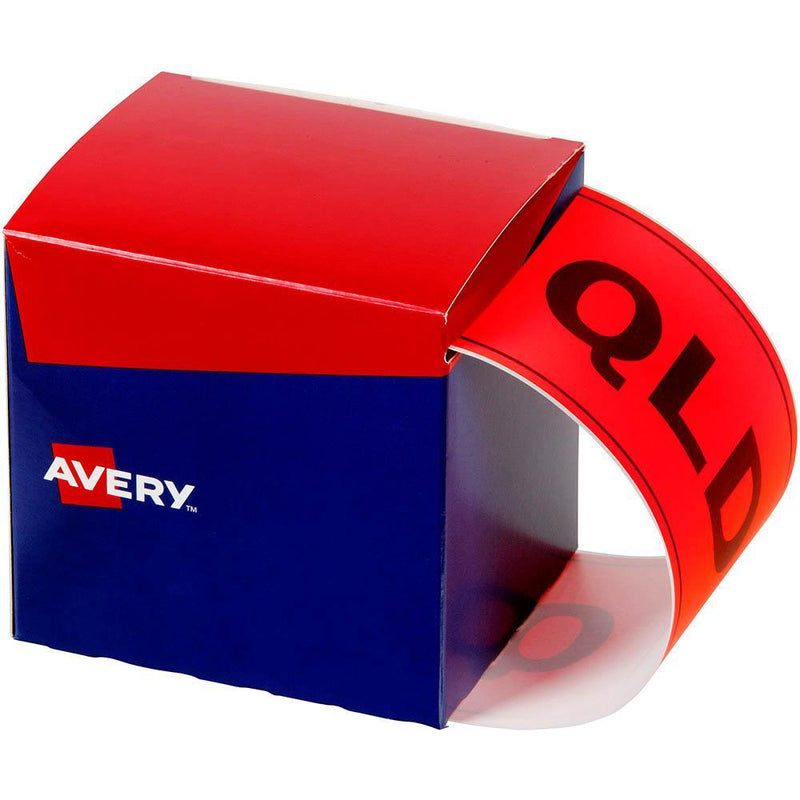 Avery 932606 State Identification Labels Qld 100 X 150.4Mm Fluro Red Pack 500 932613 - SuperOffice