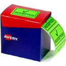 Avery 932620 Message Label Accepted 75 X 48.8Mm Fluoro Green Pack 1500 932620 - SuperOffice