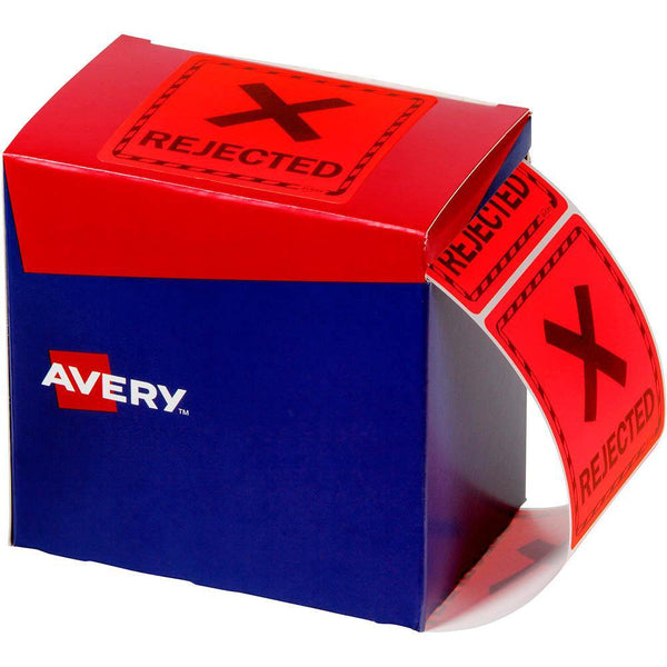 Avery 932623 Message Label REJECTED 75x74.2mm Fluoro Red Pack 1000 932623 - SuperOffice