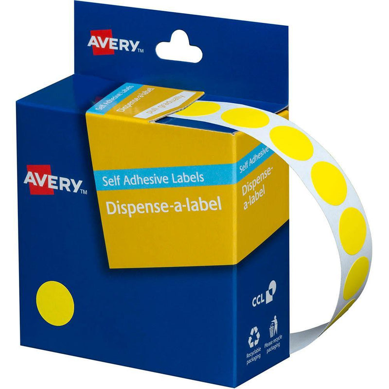 Avery 937239 Round Label Dispenser 14Mm Yellow Box 1050 937239 - SuperOffice