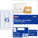 Avery 938212 L7156 General Use Laser Inkjet Labels 45/Page White Pack 100 Sheets 938212 - SuperOffice