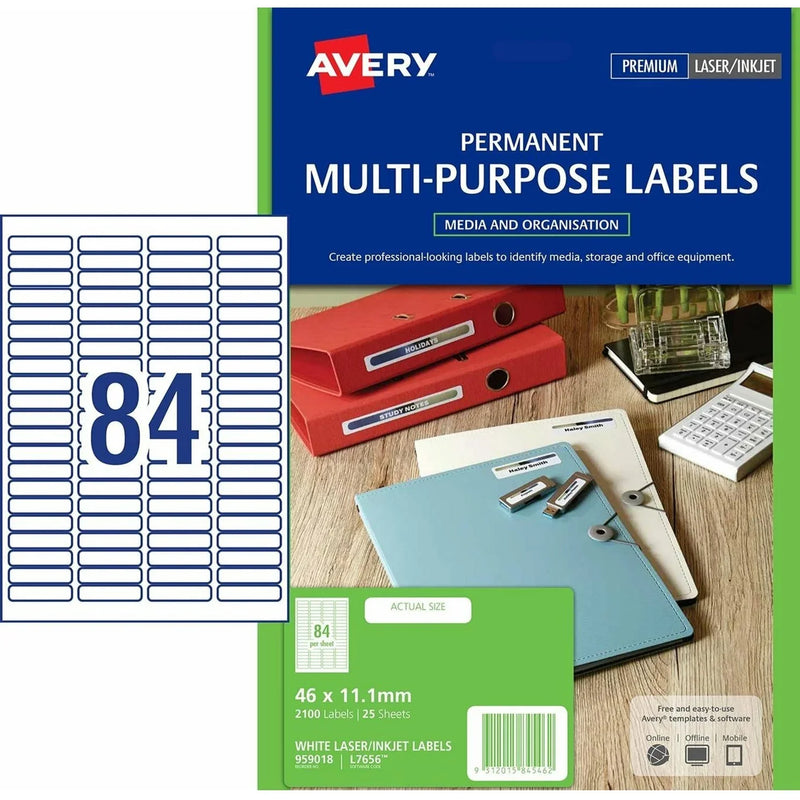 Avery 959018 L7656 Laser Labels Media 35mm Slide 84/Page Pack 25 959018 - SuperOffice