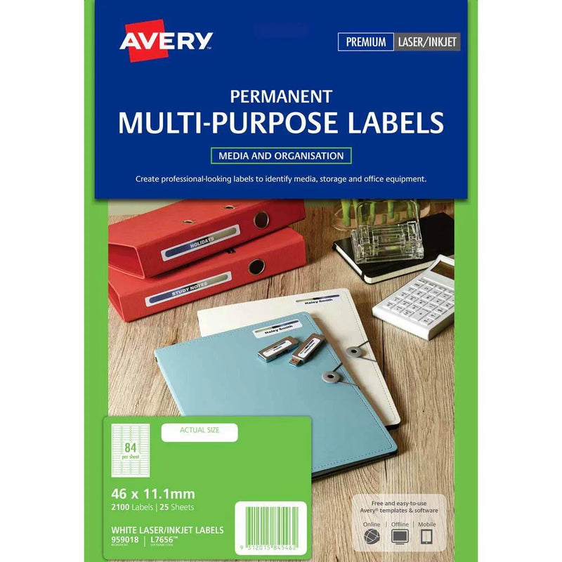 Avery 959018 L7656 Laser Labels Media 35mm Slide 84/Page Pack 25 959018 - SuperOffice
