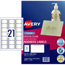 Avery 959055 L7560 Crystal Clear Address Label Laser 21/Page Clear Pack 25 959055 - SuperOffice