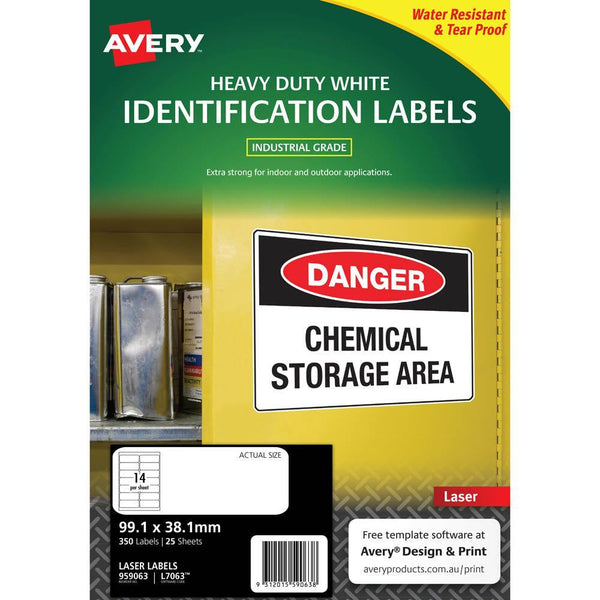 Avery 959063 L7063 Heavy Duty Laser Labels White 14Up Pack 25 959063 - SuperOffice
