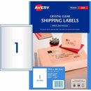 Avery 959065 L7567 Crystal Clear Address Label Laser 1UP A4 Clear Pack 25 959065 - SuperOffice