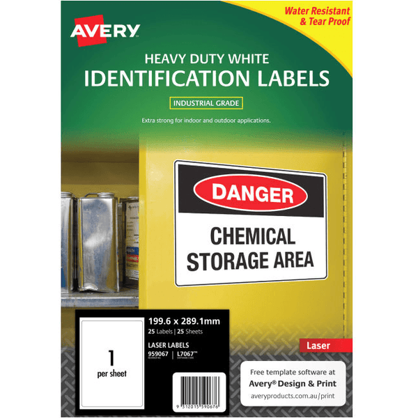 Avery 959067 L7067 Heavy Duty Laser Labels White 1/Page Pack 25 Sheets 959067 - SuperOffice
