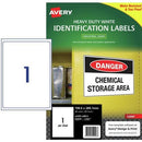 Avery 959096 L7067 Heavy Duty Laser Labels 1Up 199.6 X 289.1Mm White Pack 10 959096 - SuperOffice