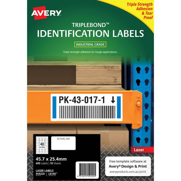 Avery 959220 Extra Strong Triplebond Labels 45.7 X 25.4Mm White Pack 10 959220 - SuperOffice