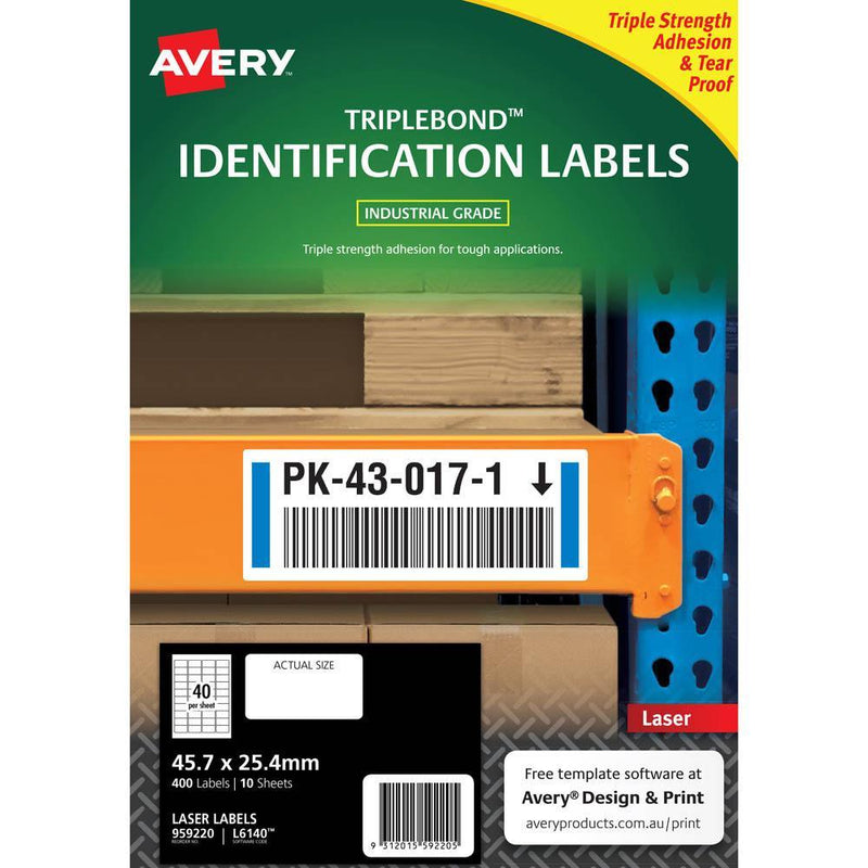Avery 959220 Extra Strong Triplebond Labels 45.7 X 25.4Mm White Pack 10 959220 - SuperOffice