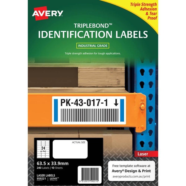 Avery 959221 Extra Strong Triplebond Labels 63.5 X 33.9Mm White Pack 10 959221 - SuperOffice