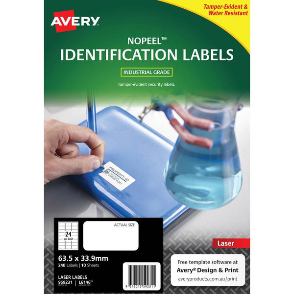 Avery 959231 L6146 No Peel Labels 24Up 63.5 X 33.9Mm White Pack 10 959231 - SuperOffice