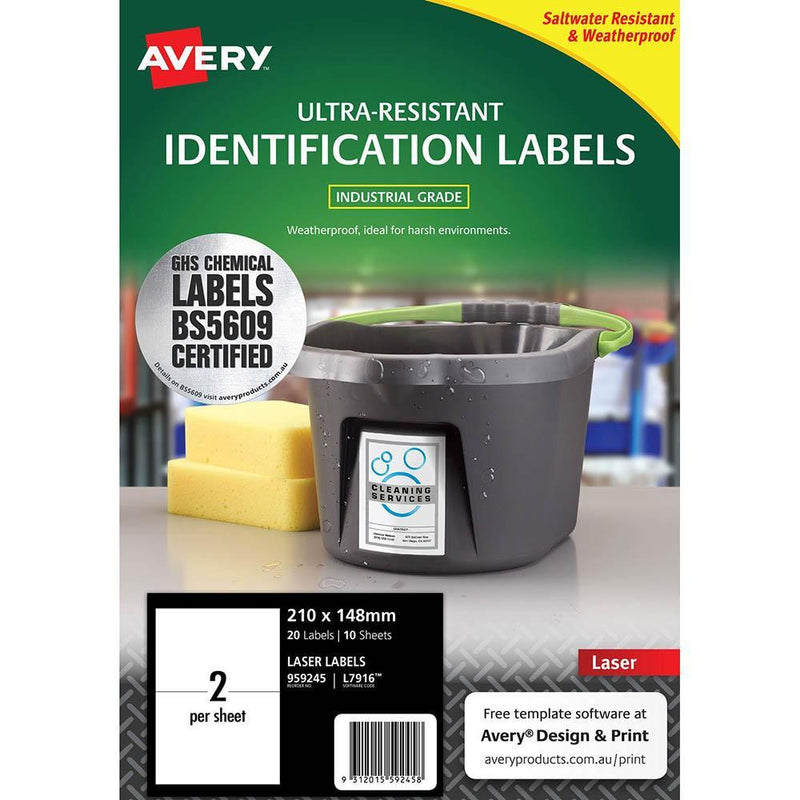 Avery 959245 Ultra-Resistant Identification Labels 210 X 148Mm White Pack 10 959245 - SuperOffice