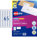Avery 959419 L7651 Quick Peel Address Label With Sure Feed Laser 65Up White Pack 10 959419 - SuperOffice