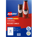 Avery 980001 L7105 Labels Round 12/Page White Glossy Pack 120 980001 - SuperOffice