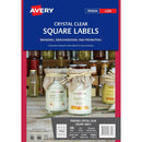 Avery 980021 L7126 Crystal Clear Square Label 20Up Clear Pack 10 980021 - SuperOffice