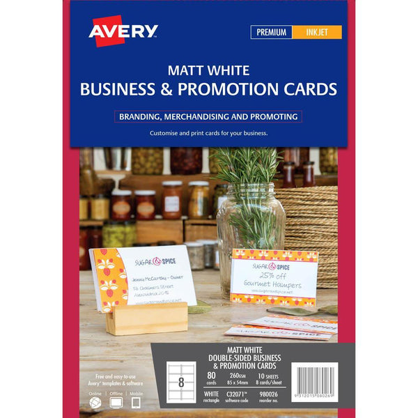 Avery 980026 C32071 Business Card 260Gsm 85 X 54Mm White Pack 100 980026 - SuperOffice