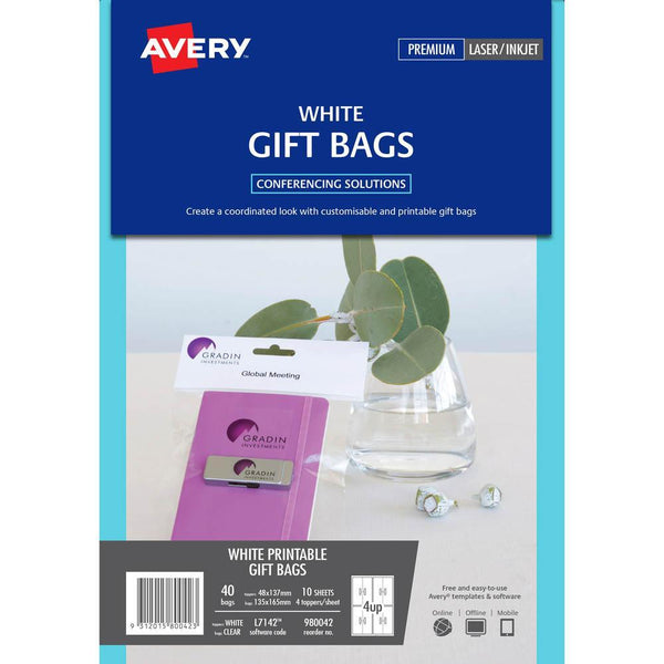 Avery 980042 L7142 Print Bag Toppers 4Up 48x137mm White Pack 10 980042 - SuperOffice