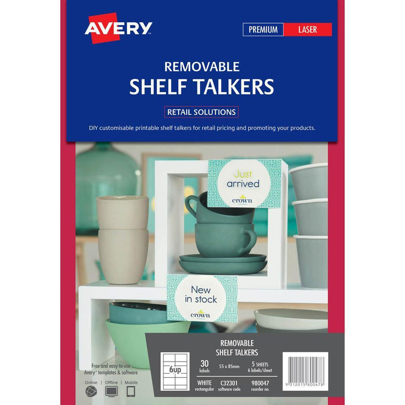 Avery 980047 C32301 Removable Shelf Talkers Pack 30 980047 - SuperOffice