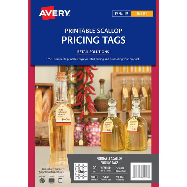 Avery 980050 22848 Printable Scallop Pricing Tags Pack 90 980050 - SuperOffice