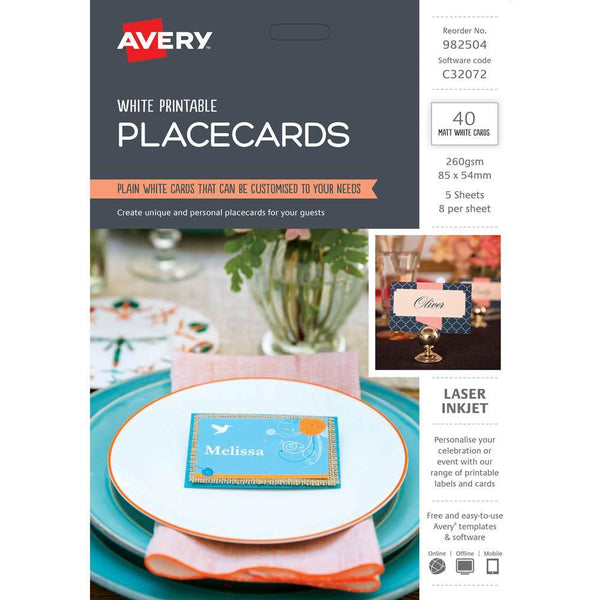 Avery 982504 C32072 Placecards Pack 40 982504 - SuperOffice