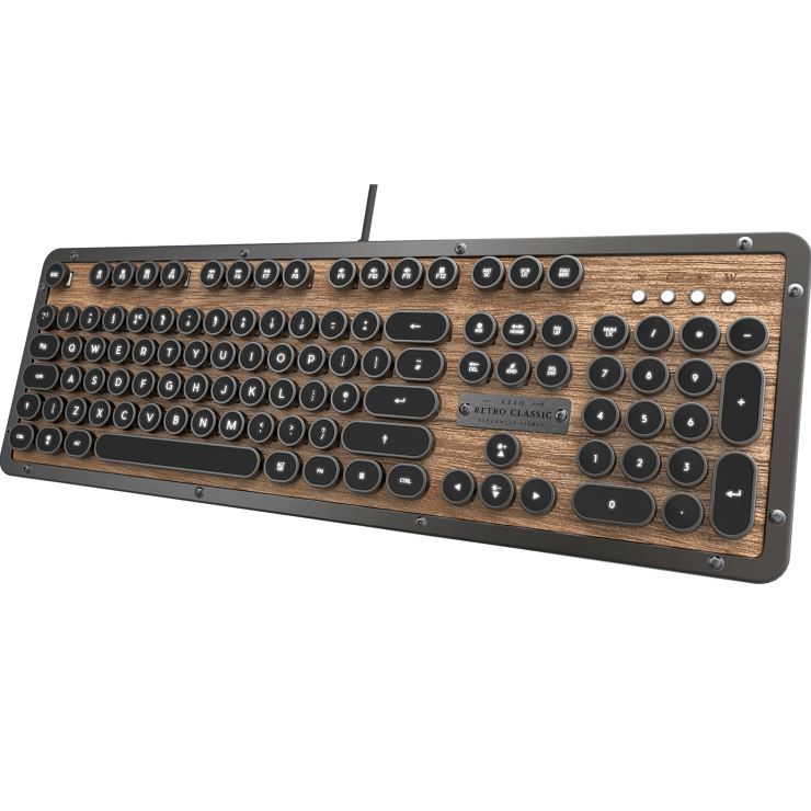 Azio Retro Classic Wired Keyboard Full Size Typewriter Style Elwood MK-RETRO-W-01-US - SuperOffice