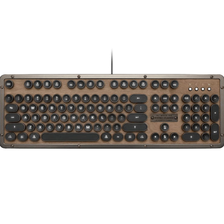 Azio Retro Classic Wired Keyboard Full Size Typewriter Style Elwood MK-RETRO-W-01-US - SuperOffice