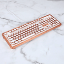 Azio Retro Posh Wired Mechanical Keyboard Full Size Typewriter Style Copper White MK-RETRO-L-02-US - SuperOffice