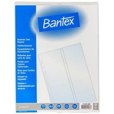 Bantex Business Card Pocket 20 Cards A4 Pack 10 100080937 - SuperOffice