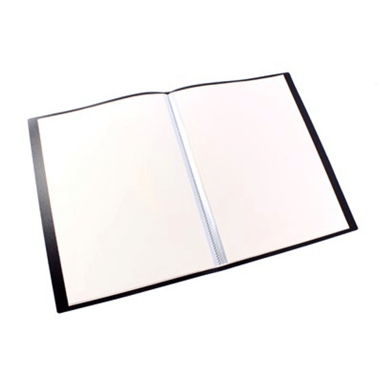 Bantex Display Book Portrait 20 Pocket Sleeves Insert Spine Fixed A3 Black Pack 5 100400167 (5 Pack) - SuperOffice