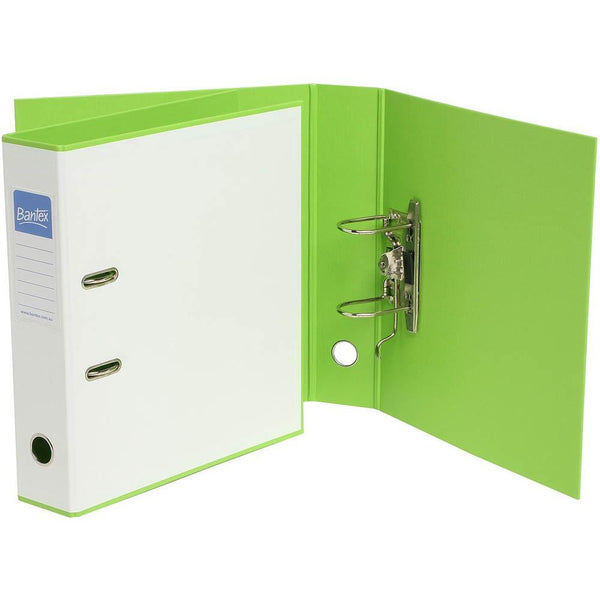 Bantex Duet Lever Arch File 70Mm A4 White And Lime 100851785 - SuperOffice