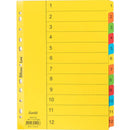 Bantex Manilla Index Divider 1-12 Tab A4 Assorted 100851725 - SuperOffice