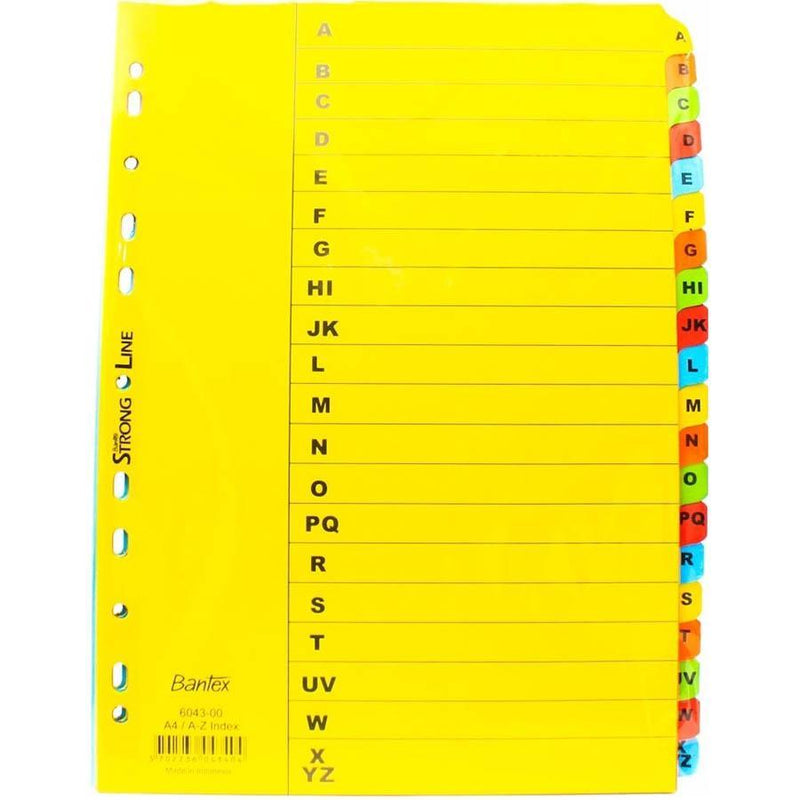 Bantex Manilla Index Divider A-Z A4 Coloured 100851722 - SuperOffice