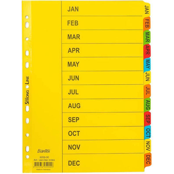 Bantex Manilla Index Divider Jan-Dec Tab A4 White 100851727 - SuperOffice