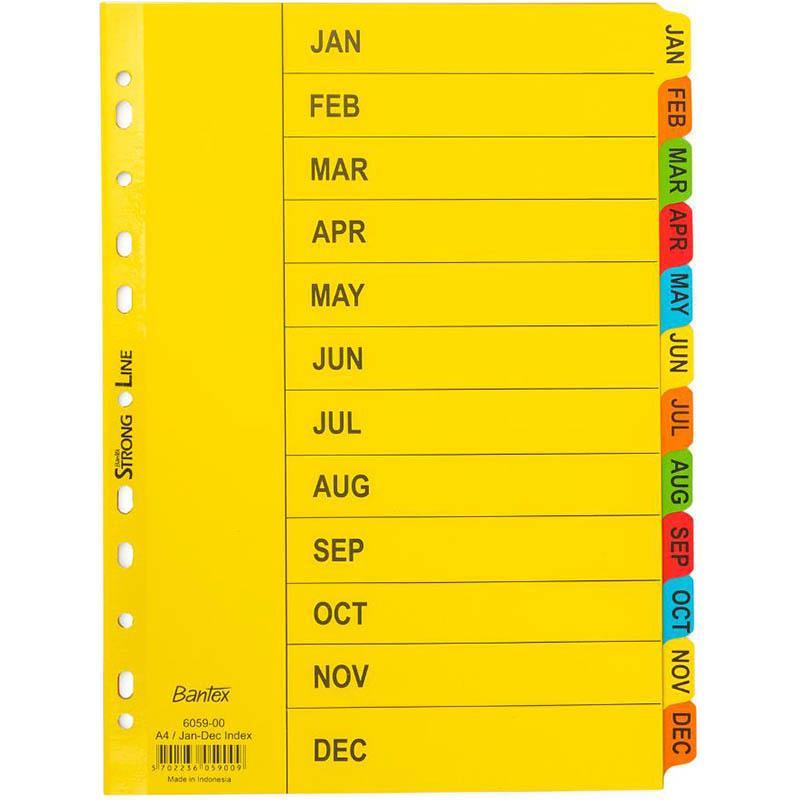 Bantex Manilla Index Divider Jan-Dec Tab A4 White 100851727 - SuperOffice