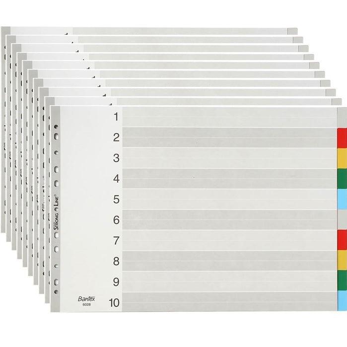 Bantex PP Index Divider 1-10 Tab Landscape A3 Coloured 10 Pack 400135583 (10 Pack) - SuperOffice